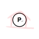 Sigla p envolta em circulo indica porta com numero